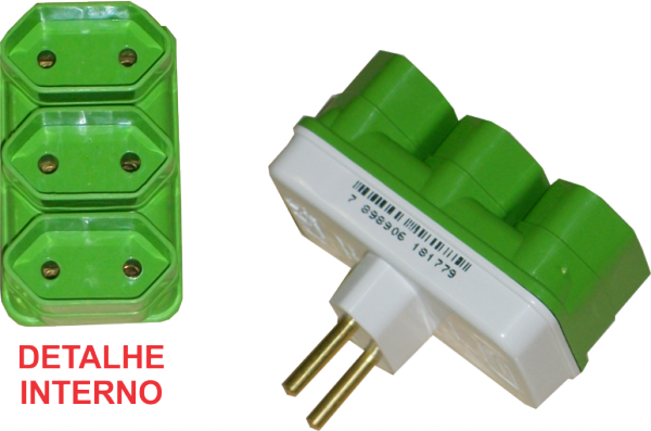 ADAPTADOR COLOR  2 PINOS 3 SAÍDAS  250V (FIXO) (5824)